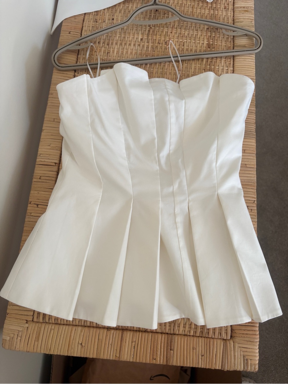 Reformation Cream Strapless Pleated Top